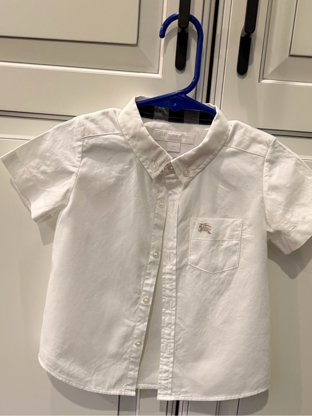 Burberry White Short-Sleeve Button-Down Shirt with Chest Pocket